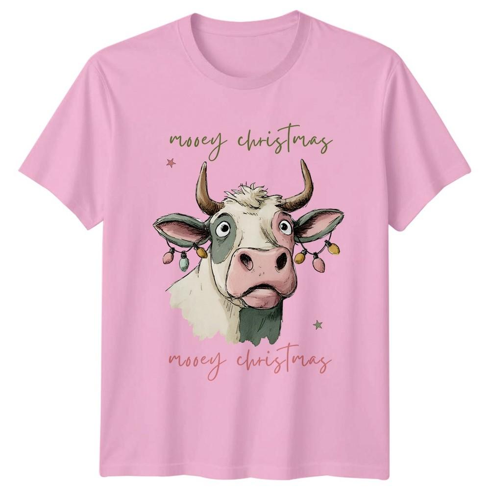 Merry Christmas Cow Christmas Lights Holidays Unisexs Unisexs Graphic Tee