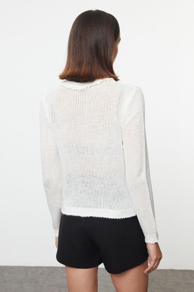 Women's Fashion Stylish Cardigan Pink Soft Textured Tulle Embroidered Knitwear Cardigan