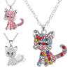 Привлекательные кошки Кулон Ожерелье Модное Ожерелье с Кулоном-Кошкой, Украшенное Стразами, Ювелирное Изделие для Повседневного Ношения
