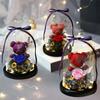 Eternal Preserved Flowers Bear,Rose Lovely Teddy Bear In Heart Glass Dome With LED,Beauty Beast Eternal Rose, Gifts for Women