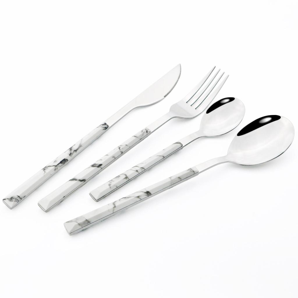 16 шт., набор столовых приборов из нержавеющей стали, имитация деревянной ручки, столовая посуда, зажим, западная посуда, нож, вилка, чайная ложка, набор столового серебра
