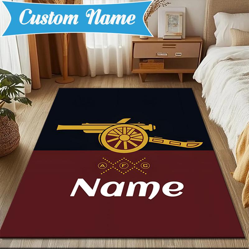 Custom Name Arse-nal Football Crest Rug Game Carpet, Floor Mat for Bedroom Living Room Entryway Rug, Home Decor Idea Gift for Christmas birthday