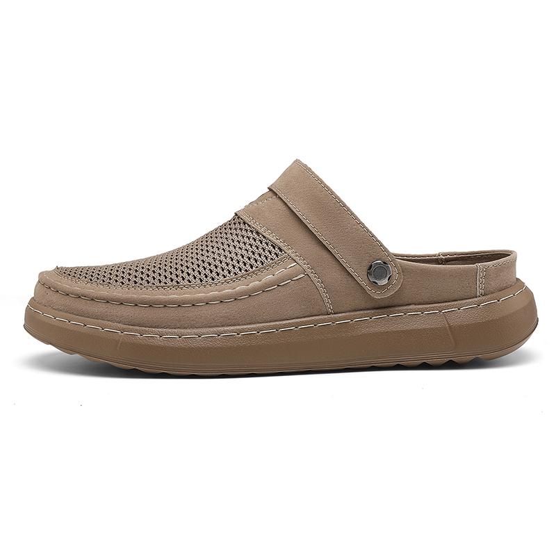 New Style Men's Breathable Slippers Men Lightweight Slides Non-Slip Anti-collision Toe Shoes for Men Outdoor Beach Flats Sandals