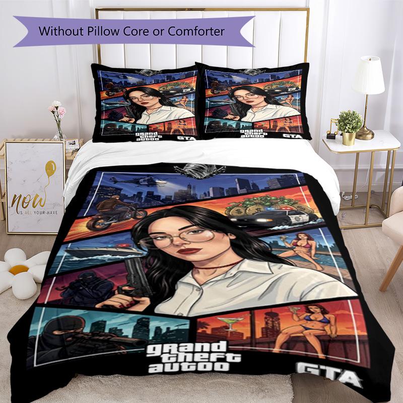 Gta Quilt Cover Set Suitable for Dormitory Machine Washable Christmas Gift