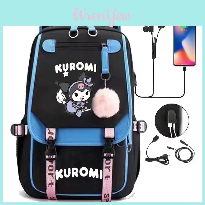 Повседневный холщовый рюкзак Kuromi с водостойкой тканью для подростковых путешествий и однодневных поездок