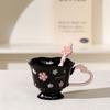 Керамическая чашка с ложкой Cherry Blossom для питья воды для дома и пары, сувенирная чашка для воды для офиса