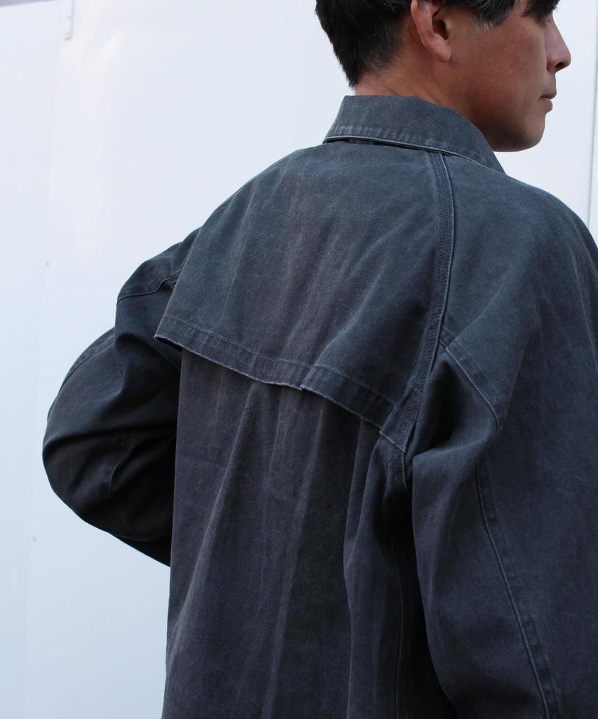 Snow Peak Sulfur Dyed Fade Coverall Outer Jacket for Men and XL JK-26SU015 Women, CHARCOAL,
