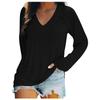 Women's Plain V Neck Tops T-Shirt Plus Size Long Sleeve Winter Loose Casual Tee Blouse Shirts