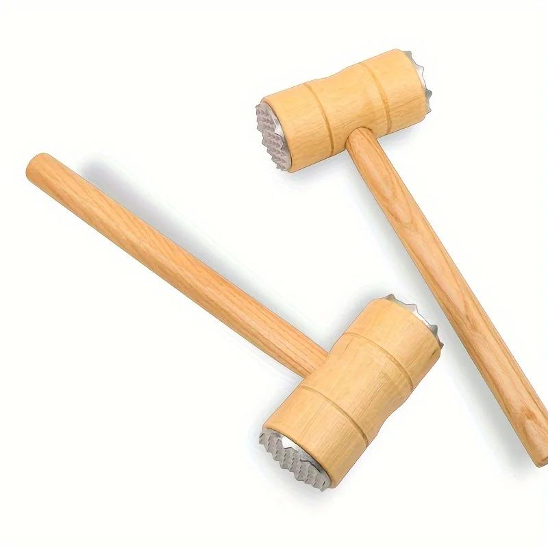 Универсальный двусторонний деревянный молоток для мяса - Идеально подходит для отбивания стейков и размягчения сухожилий, незаменимый кухонный гаджет