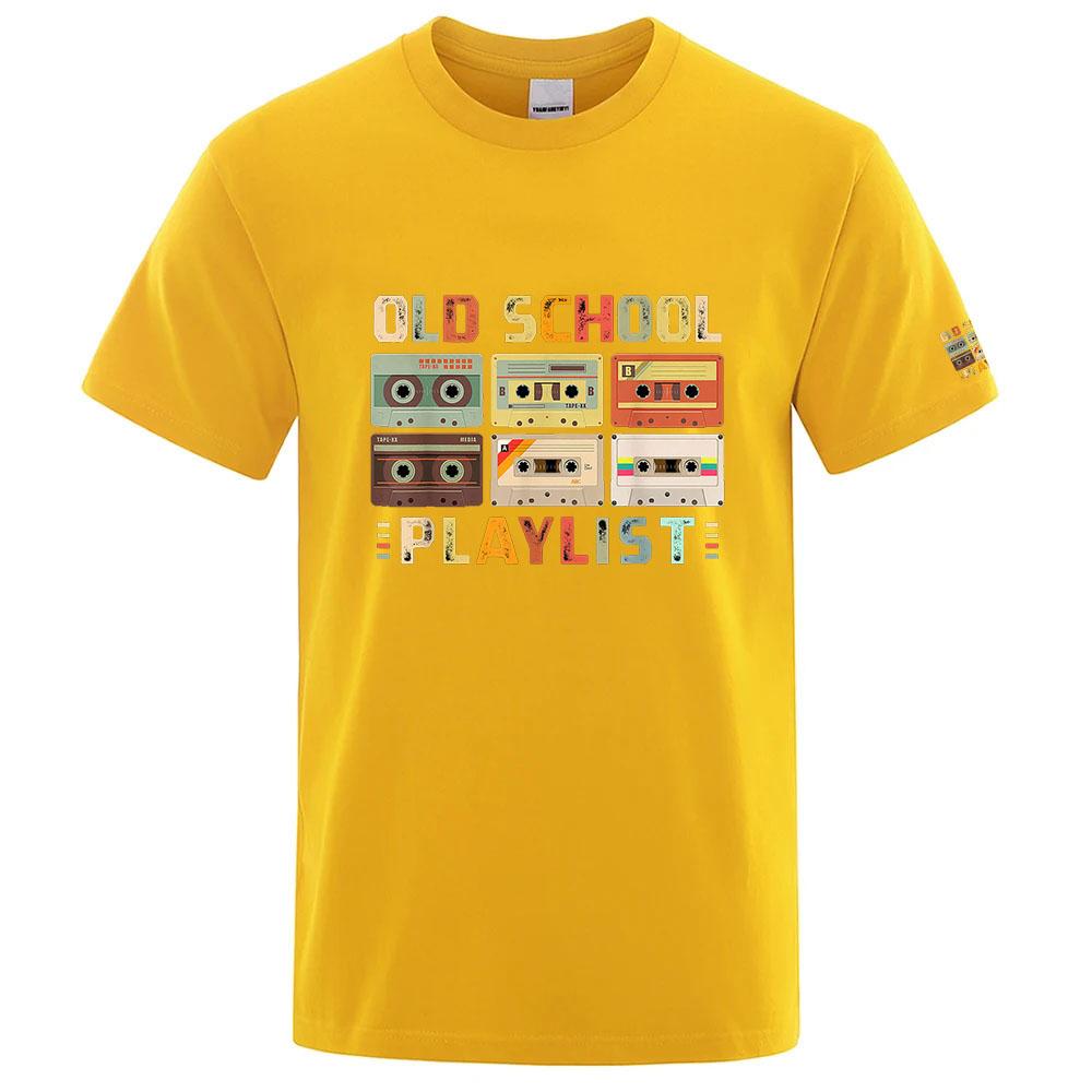 Cassette Tape Music 80s Retro Old School Playlist High Quality Understated Luxury Clothing Slim Fit Unisexs Casual Tshirt