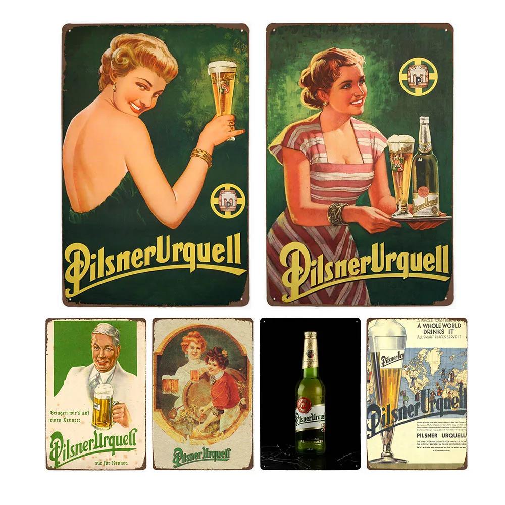 Pilsner Urquell Металлический Настенный Постер Бельгийское Пиво Знак Винтажный Бар Пещера Мужчины Клуб Жестяная Картина Декор Табличка Украшение 20x30см