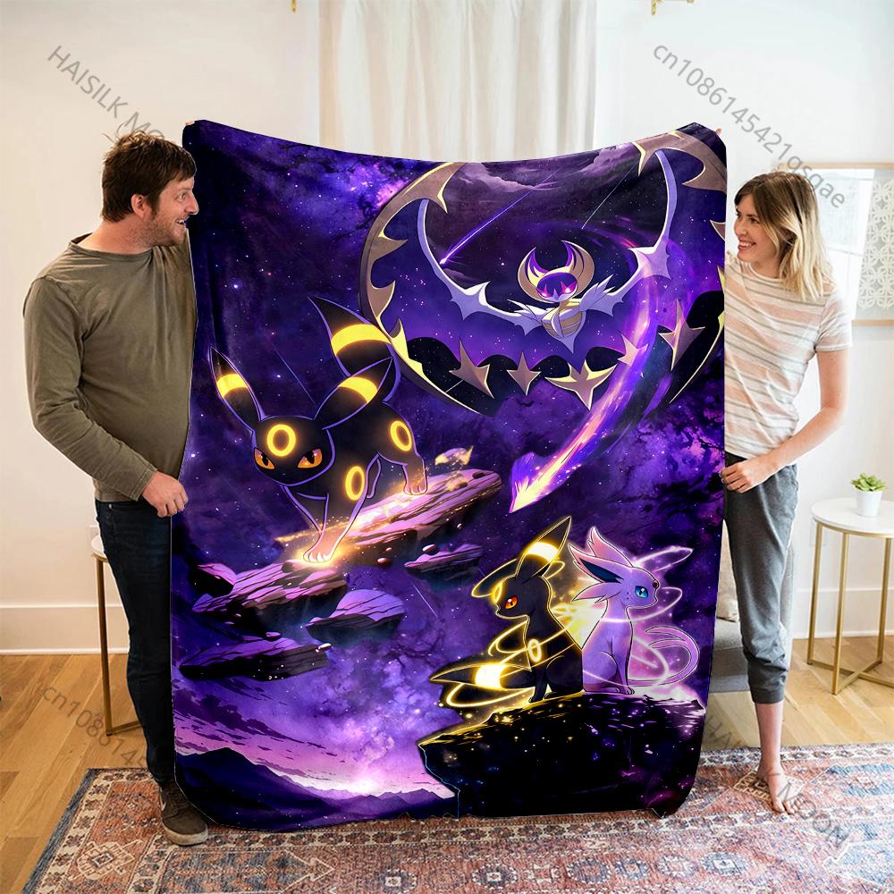 Japanese Games Umbreon and Sylveon Print Cartoon Blanket Flannel Fluffy Soft Blanket for Adult Kids Plush Sofa Bed Car Camping