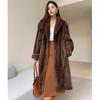 Women's Mink Fur Coat, Velvet Retro Style Lapel, Long Style Mink Fur Coat, Winter Casual Warm Windbreaker