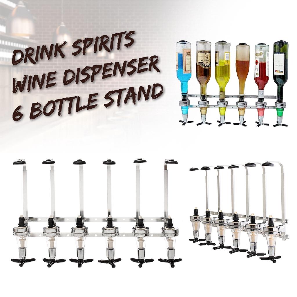 6 Bottles Bar Wine Holder Shots Stand Machine Wall Bracket Wall Mounted Wine Liquor Drinks Dispenser