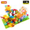 36-186PCS Big Size Marble Race Run Particle Scenes LED Light Slide Funnel Ferris Wheel Building Blocks City Brick Toy For Kids