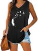 Women Fashion V Neck Tank Top Summer Casual Printed Sleeveless Top