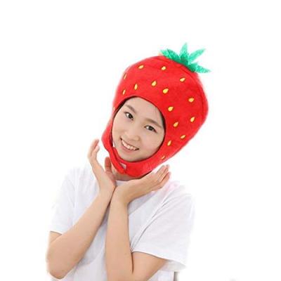 Bestmaple Шапка-животное, Плюшевый головной убор, Милый, Пушистый, Плюшевая маска животного (клубника)