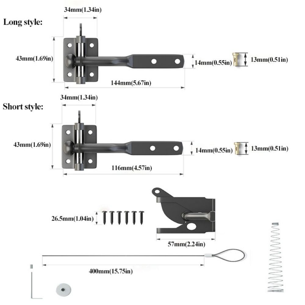 Carbon Steel Self Locking Gate Steel Spring Cable Garden Gate Fastener Outdoor Use