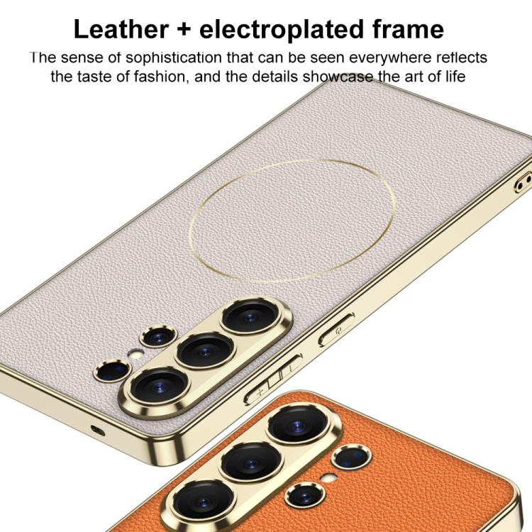 Electroplated Leather TPU Magnetic Nickel‑Ring Protective Phone Case For Samsung Galaxy S26 Ultra 5G