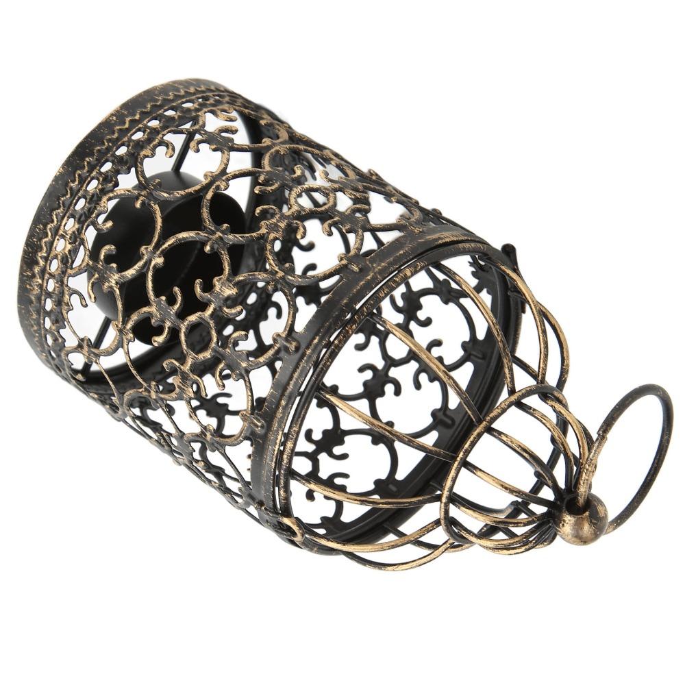 Brush Gold Vintage Candle Holder European Retro Hanging Candle Lantern Party Ambience
