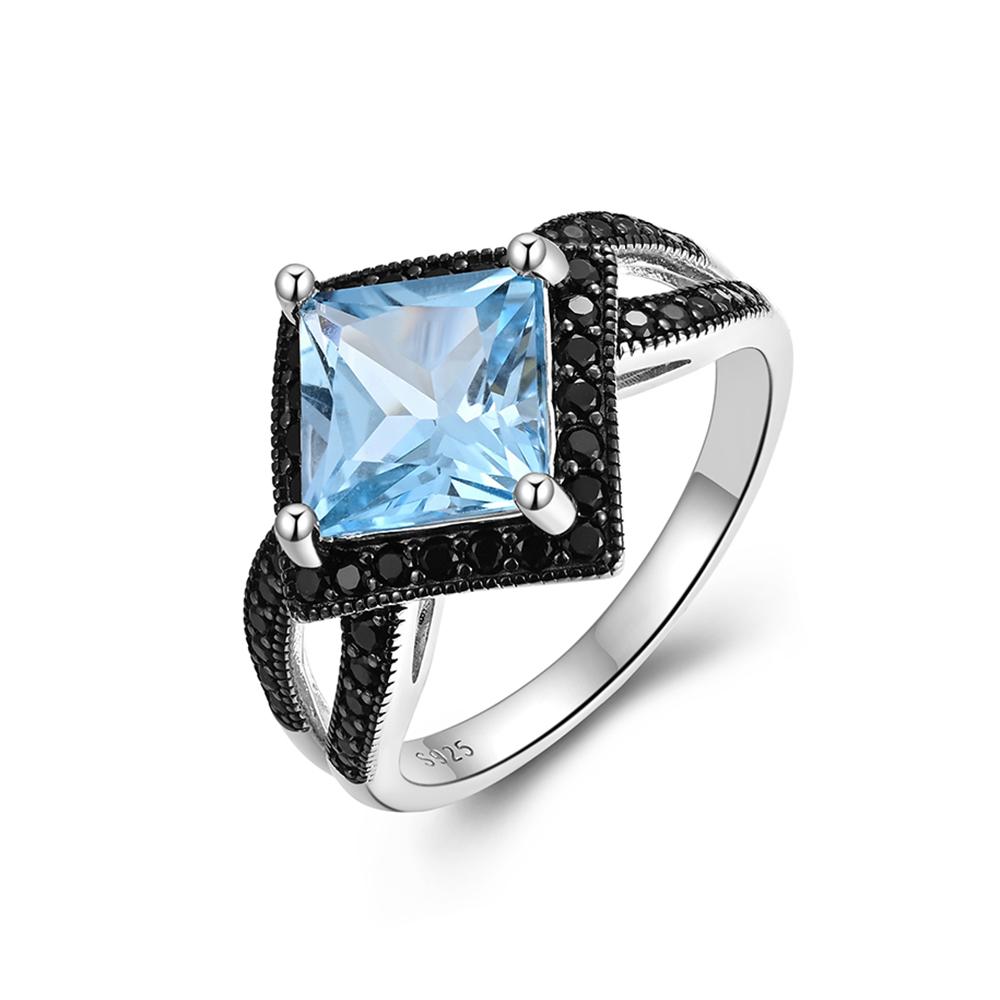 Комплект из серебра 925 пробы: кольцо, серьги, подвеска, ожерелье с натуральным небесно-голубым топазом, набор изящных ювелирных изделий для женщин для повседневной носки и вечеринок