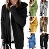 Women Sweater Coat Hooded Long Sleeve Ribbed Cuffs Open Front Knitting Coat Solid Color Mid-length Sweater Cardigan