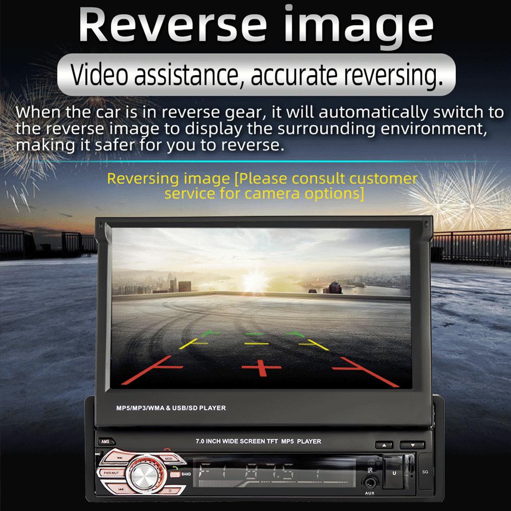 Hikity 1 din 7 "Авто Телескопический Автомобильный Радио Авторадио Автомобильный плеер Поддержка GPS BT Громкая связь FM USB SD Камера заднего вида DVR Управление на рулевом колесе