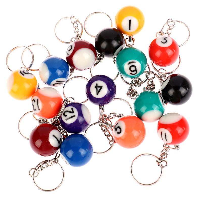 Мини-брелок в форме бильярда, разноцветный брелок для ключей с мячом для бильярда и пула