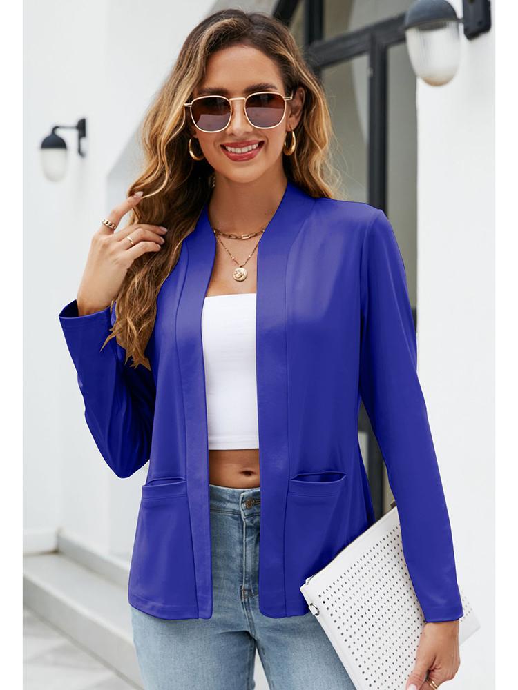 Осенние женские пиджаки с воротником на заказ и карманами, повседневные однотонные однотонные лоскутные женские костюмы с длинными рукавами, пальто, женские рабочие топы