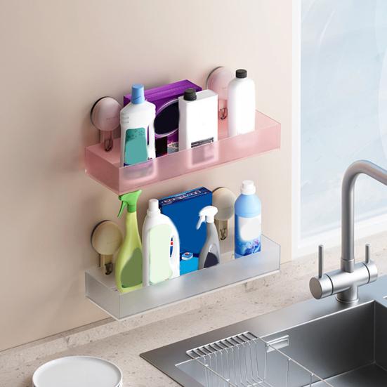 Полка для хранения в ванной, органайзер для душа на присосках, высокая грузоподъемность, простая установка, настенная плавающая полка