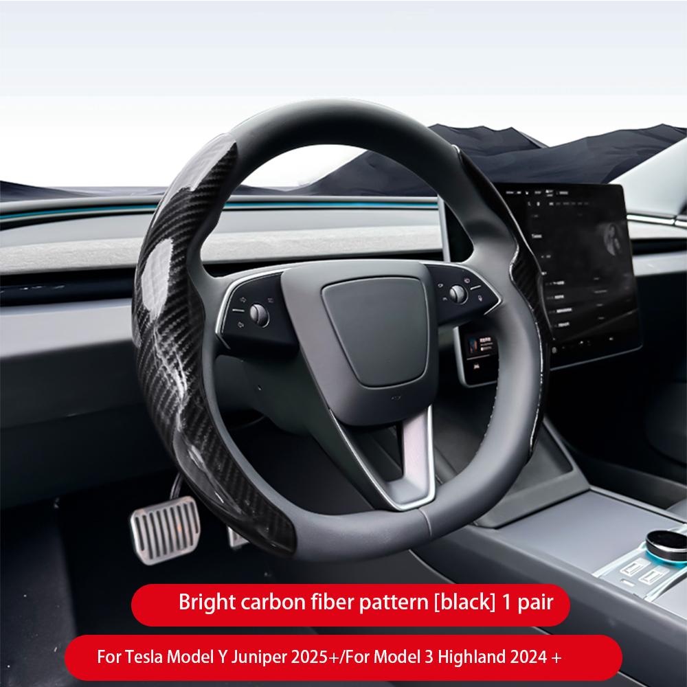 Для Tesla Model 3/Y Highland Juniper Чехол на руль Углеродное волокно Кожа Анти-мех Спортивный руль Автоаксессуары