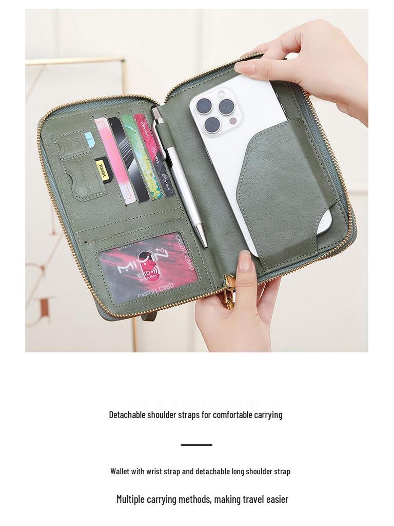 2024 RFID Travel Passport Holder & Ticket Organizer with Double Zippers - Crossbody Multifunctional Wallet & Document Bag.
