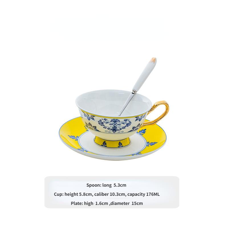 Высококачественный фарфор, сине-белый фарфор, керамические кофейные чашки и тарелки, чашки для послеобеденного чая с ложками