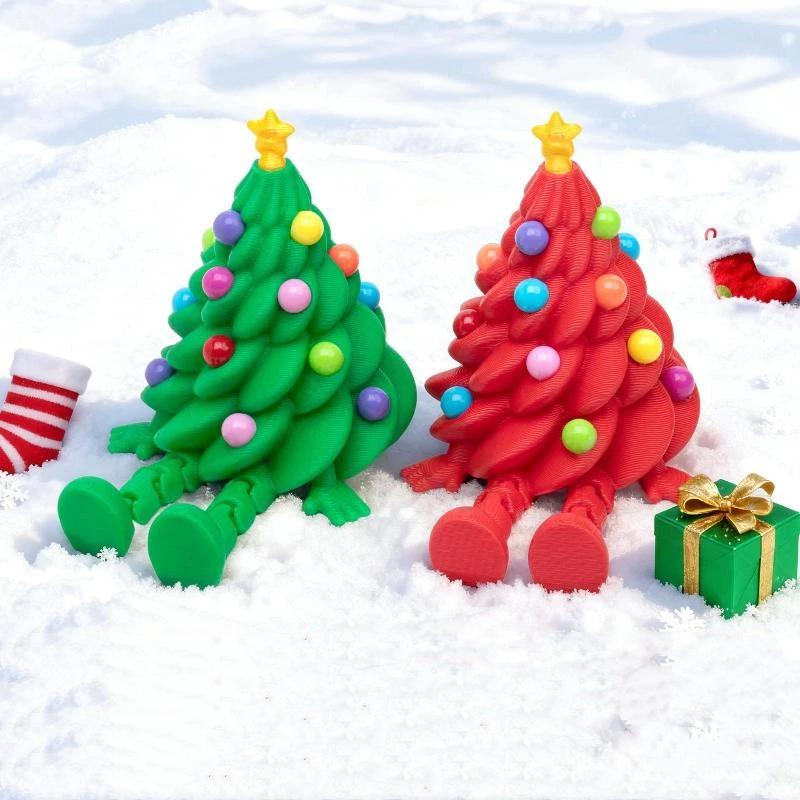 Милые настольные украшения на Рождество, напечатанные на 3D-принтере, Рождественские елки с красочными соединениями и подвижными формами, Рождественский подарок, украшения
