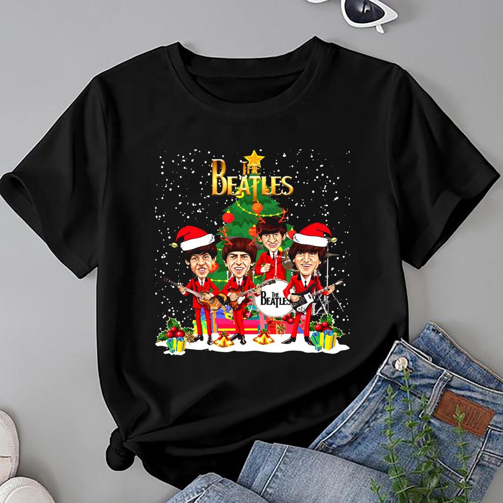 Футболка The Beatles Merry Christmas Хлопок Для мужчин Женщин Все Размеры VN2480 Унисекс Футболка