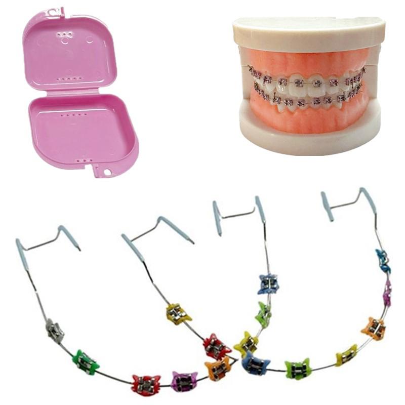 1 пара мультяшных стоматологических металлических брекетов, дуга без крючков, металлические брекеты и лигатурные проволоки, красочное временное украшение для зубов