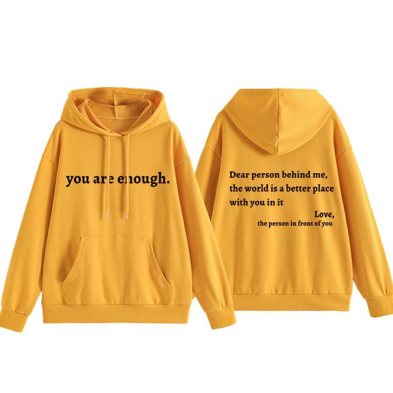 Womens Oversized Hooded Sweatshirt With Minimalist Letter Print Casual Long Sleeve Pullover