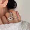 Минималистичные серебристые открытые кольца-цветы для женщин, пар, модные металлические, с двойной цепочкой, кисточкой, геометрические кольца, украшения