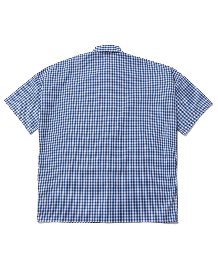 MOAA Cover Gingham Check Half Sleeve Shirt (Blue)