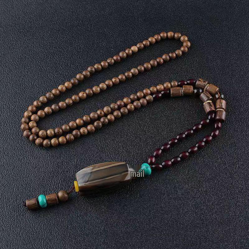 Unisex Tibetan Ethnic Necklace: Versatile, Retro-Style Jewelry with Wooden Accents for Cotton and Linen Outfits