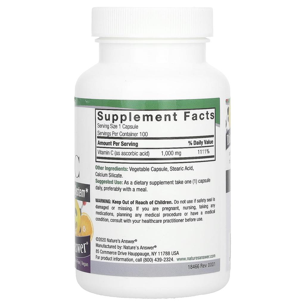 Nature'S Answer, Vitamin C, 1,000Mg, 100 Veggie Capsules