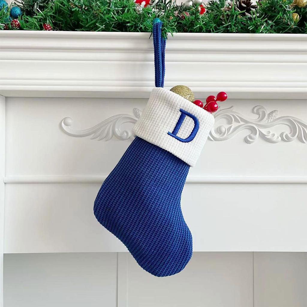 Christmas Stockings Small Embroidered Letter Knitted Xmas Hanging Stocking Decorations Christmas Party Decor