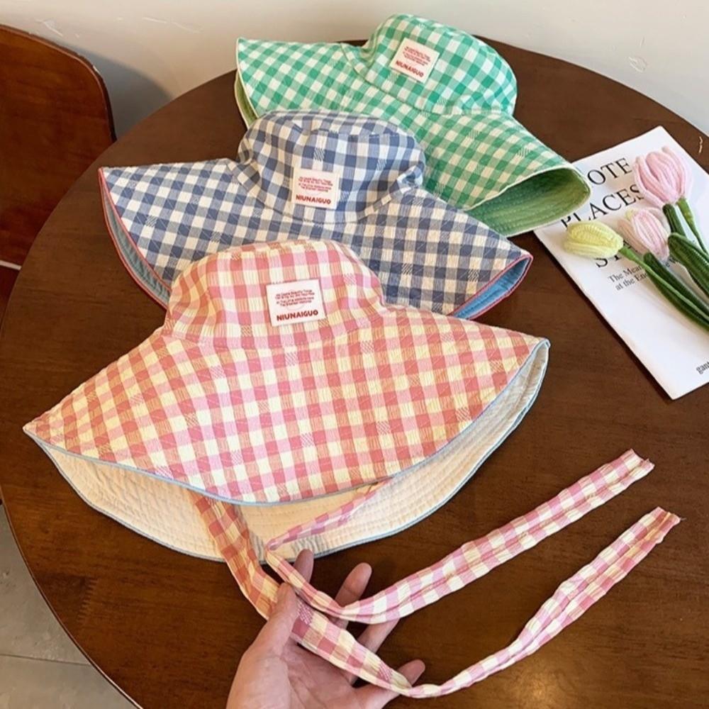 Корейский стиль шляпа рыбака универсальная шляпа от солнца с широкими полями новая клетчатая панама для летних путешествий