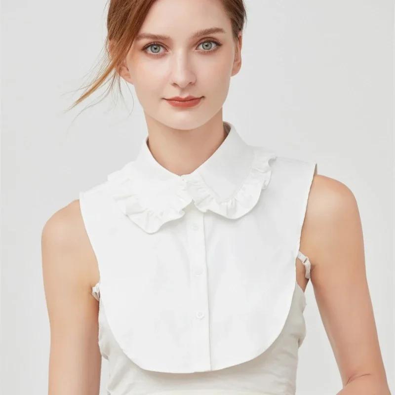 Solid Color White Half Shirt Fake Collar for Womens Blouse Sweater Detachable Shirt Collar False Lapel Top Collars Decor