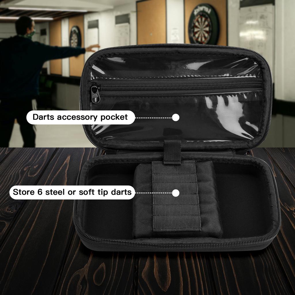 EVA Foam Shell Dart Case Holds 6 Darts and Accessories Tips Shafts and Flights for Steel Tip and Soft Tip Darts