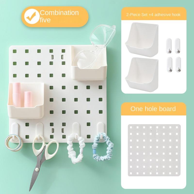 3873 Бытовая настенная полка для хранения с отверстиями для хранения вещей Стойка для показа в общежитии Подвесная доска для учебного стола Отделка Стеллаж для хранения вещей