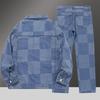 Весенне-осенний джинсовый комплект для мужчин Стильная куртка Джинсы Комплект из 2 предметов Стиль рабочего класса Смелое модное заявление