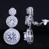 CMM Round Drop Wedding Cubic Zirconia Silver Color Ear Clip Jewellery