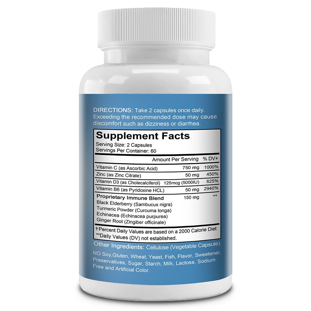 Mshuheene Immune Support Supplement, 8-in-1, Vitamin C 750mg, Zinc & D3, 120 Capsules
