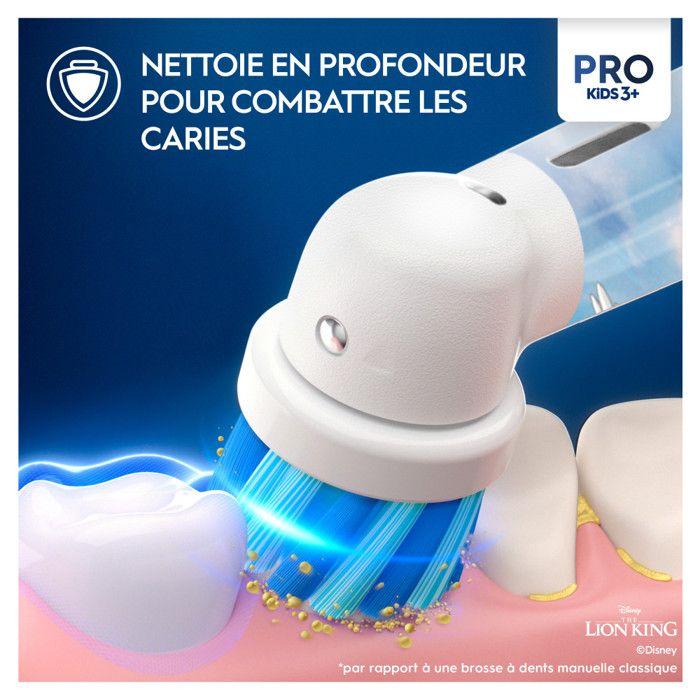 Oral-B Pro Kids3+ Brosse à dents électrique enfant Le Roi Lion, Disney, 1 Brossette Brossage Doux, Minuteur et Vibrations